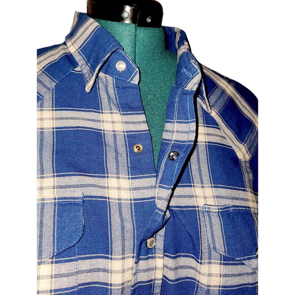 Ely Cattleman Western Pearl Snap Cowboy Shirt Men Size XL Blue Plaid Long Sleeve - Picture 3 of 8